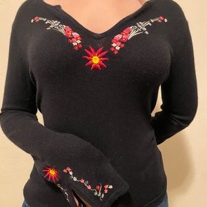 FLORAL EMBROIDERED SWEATER CASHMERE SILK